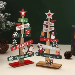 Runtow 1pc Wooden Xmas Tree Ornaments Santa Claus Snowman 2025 Merry Christmas Home Decoration New Year Desktop Decor Navidad