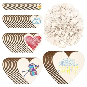 1-15cm Unfinished Wood Heart Slices, Natural Blank Wooden Hearts for DIY Crafts, Art, Painting, Wedding, Valentine's Day Decor