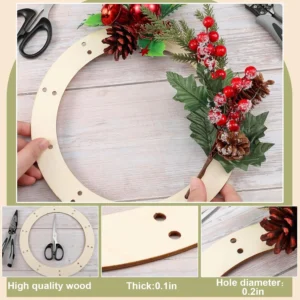 6/12pcs 30cm round Wooden Wreath Frames Unfinished Floral Hoop Rings for DIY Christmas Easter Wedding Holiday Wall Home Decor